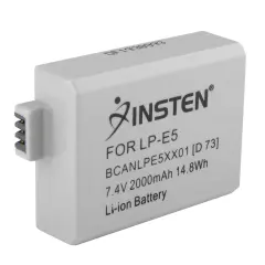Insten Canon LP-E5 Compatible Li-Ion Battery for EOS Rebel Xsi XS T1i 450D 500D 1000D Kiss F X2 X3 White