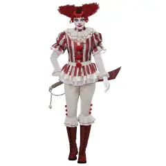 Sadistic Clown Costume, Horror Inspired Scary Masked Evil Look For Halloween Party