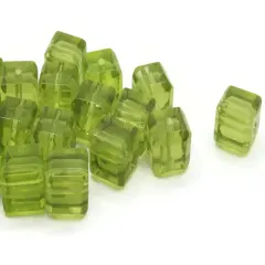 20 10mm Green Glass Cube Beads