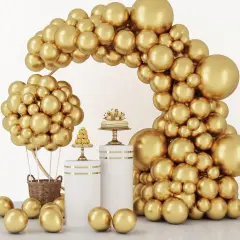 129pcs Latex Balloon Metallic Gold Balloons Different Sizes 18 12 10 5 Inch