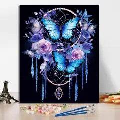 Adults Paint by Number- Dream Catcher Paint by Numbers Kits on Canvas for Beginners, Butterfly Acrylic Painting by Numbers Kits Without Frame for Home Decor 12x16 inch