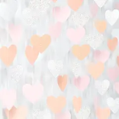 Pink-Silver Peach Birthday Party-Decorations Streamers - 52FT Hanging Heart Garland Banner,Baby Bridal Shower Engagement Anniversary Bachelorette Wedding Backdrop Decor