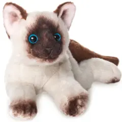 Bearington Lil' Cleo Siamese Cat Plush Toy Stuffed Animals with Ultra Soft Long Fur - Ideal Birthday, Anniversary, Valentines Day Gift for Animal Lovers, Cat Owners, For Ages 3-14 White