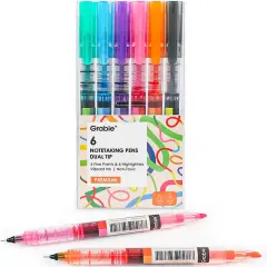 Dual Tip Notetaking Pens (3.5mm Chisel + 0.5mm Needle Tip), Gel Ink Pens For Journaling, Highlighters for Adult Coloring Books, Note Taking and Lettering
