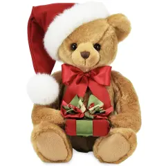 Bearington Holden Presents Christmas Teddy Bear, 15 Inch Christmas Bear Decorations, Ideal Holiday Bear Gift for Toddlers, Kids & Teens, For Ages 3-14 Brown