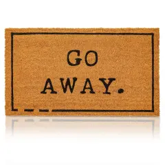 Go Away Doormat, Funny Front Door Welcome Mat for Outdoor Porch or Patio, Natural Coco Coir (17 x 30 In) Brown