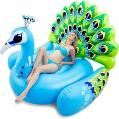 Inflatable Peacock Pool Float - Giant Peacock Fun Beach Floaties, Pool Party Decorations Adult Size Inflatable Animal Summer Swim Pool Raft Toys Lounge for Adults & Kids