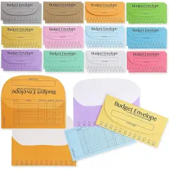 96 Pack Bulk Budget Envelopes for Cash System, Budgeting Tracker Binder, Money Saving Challenge, 12 Colors (6.75 X 3.25 In) Multicolor