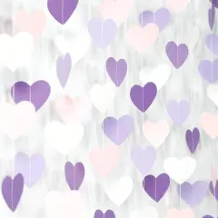 Purple-White Pink Birthday Party-Decorations Streamers - 52FT Hanging Heart Garland Banner,Baby Bridal Shower Engagement Wedding Anniversary Bachelorette Graduation Backdrop Decor