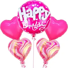 Hot Pink Heart Birthday Balloon Set