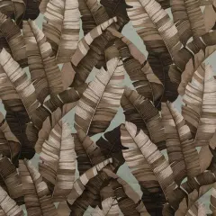 1 Yard Brown All Over Banana Leaf Fabric, 100% Cotton Heavy Barkcloth 36in L x 56in W