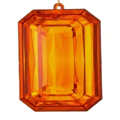 MTX67416 9" Acrylic Emerald Cut Precious Gem Ornament - Choose from Stunning Colors Orange