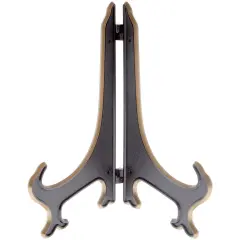 Bard's Hinged Black and Gold Plastic Plate Stand, 9" H x 7" W x 6" D (For 9" - 10.5" Plates)