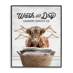 Stupell Industries Wash & Dry Classic Cattle Framed Giclee Design by Lettered and Lined