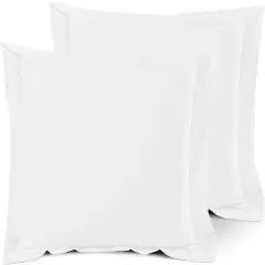 Soft Pillow Shams Set of 2 - Double Brushed Microfiber Pillow Covers - Hotel Style Premium Bed Pillow Cases, with 1.5&rdquo; Decorative Flange, Euro 26"x26" - White
