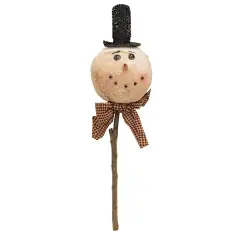 Rustic Cotton Snowman Pick for Winter Holiday Floral Arrangements