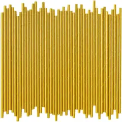 5.75 Inch Short Cocktail Gold Straws, Compostable Coffee Stirrers Straws, Paper Drinking Straws for Parties, Baby Showers, Wedding, Bridal Showers