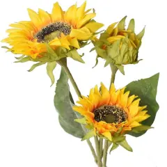Summer Floral Arrangement - 2PCS Artificial Sunflowers Silk Flowers with Stems for Home, Office, and Shop Decor