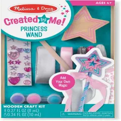 Created By Me Paint & Decorate Your Own Wooden Princess Wand Craft Kit, Pink Princess Crafts Great For Rainy Days, Toys For Kids Ages 4+
