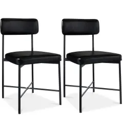 Best Choice Products Faux Leather Dining Chair Set of 2, Standard Height w/ Metal Frame Midnight Black