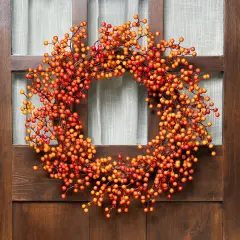 Northlight Artificial Berries Fall Harvest Twig Wreath - 18" - Orange Red