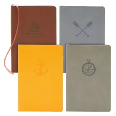 4 Pack A5 Nautical Leather Journal for Men, Lined Lay-Flat Notebooks for Writing, 96 Sheets/192 Pages (4 Colors) Multicolor
