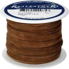 Realeather Suede Lace, 1/8" x 25 yd, Multicolors Available Dark Brown
