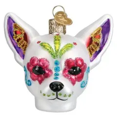 Old World Christmas 2.5 Inch Dia De Los Muertos Dog Halloween Tree Ornament , Ornament Day Of Dead Mexican Holiday Multicolored