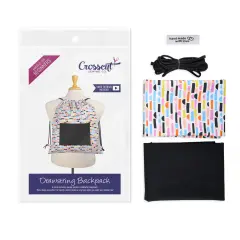 Crosscut Sewing Co.&reg; Drawstring Backpack Sewing Project Kit - Beginner Sewing Kit - Sewing Kit for Kids Geo lines black