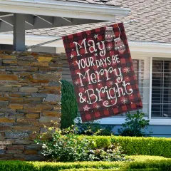 Northlight Red Buffalo Plaid Merry and Bright Christmas House Flag 28" x 40"