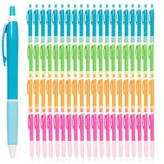 Simply Genius 100 Pack Office Pens, Retractable Ballpoint Pens in Black Ink, Ideal for Schools, Notebooks, Journals (Assorted Colors, 100pcs) Multicolor