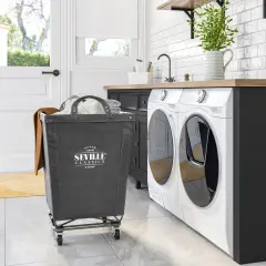 Seville Classics Heavy-Duty Rolling Laundry Hamper, 18.25" W x 18.25" D x 27.5" H Grey