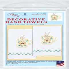 Jack Dempsey Stamped Decorative Hand Towels 17"X28"-Sunflower Cup