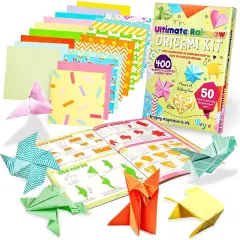 BRYTE Ultimate Rainbow Origami Kit With 450 Fun Colorful Papers, Gift-Ready Crafts For Girls Kids Ages 8-14