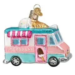 Old World Christmas 3.0 Inch Ice Cream Truck Tree Ornament , Sugar Cone Sprinkles Treat Multicolored