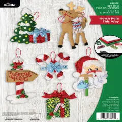 Bucilla Felt Ornaments Applique Kit Set Of 6-North Pole This Way