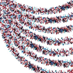 39.4ft 4th of July Patriotic Tinsel Garland Red White Blue Shiny Metallic Garland Hanging Decorations for Independence Day Memorial Day Party Decorations