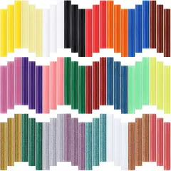 24 Colors Hot Glue Sticks - 0.4" x 3.9", Mini Size Melt Hot Glue Sticks, 36pcs Colored + 36pcs Glitter, Multipurpose for Art Craft Project, General Repair, Bonding, Sealing, 72 Counts