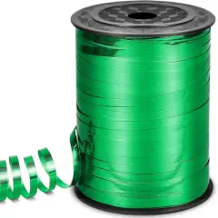 Green Ribbon, 500 Yard Curling Ribbon for Crafts, Shiny Metallic Ribbon, Iridescent Crimped Ribbon for Gift Wrapping, Balloons String, Florist Flower (1 Roll)