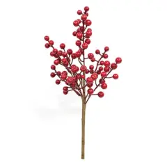 Winter Gooseberry Floral Pick with Red Berries for Vase and Home Decor