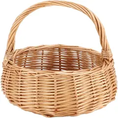 Small Gift Wicker Picnic Basket with Handle,Willow Flower Girl Basket for Weddings, Garden and Home Decor -Wicker Storage Basket-Natural