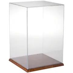 Plymor Clear Acrylic Display Case, 10" W x 10" D x 15" H Hardwood
