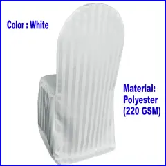 1 Piece Striped Jacquard Polyester Banquet Chair Cover White Elegant Wedding Decor