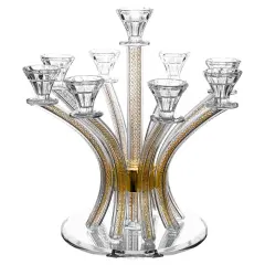 Crystal Candelabra with Inner Net Design 9 Arms Gold