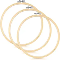 3 Pieces Embroidery Hoops, 8 inch Bamboo Frame Circle Cross Stitch Hoop Ring Embroidery Hoops Set for Embroidery and Cross Stitch