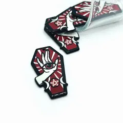 Red Coffin with Seeing Eye Charms, 43x23.5mm