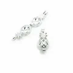 Silver Plated Pineapple Bead Diffuser Lockets, 9x25mm