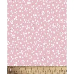 Petite Flowers Pink Floral Cotton Fabric | By the Yard | Sewing and Crafting | 44 inches wide