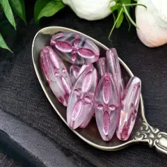 *10* 20x9mm Metallic Pink Washed White Crystal Cloud Marquise Oval Beads