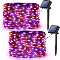 Orange & Purple 78FT 240 LED Solar Halloween Fairy Lights